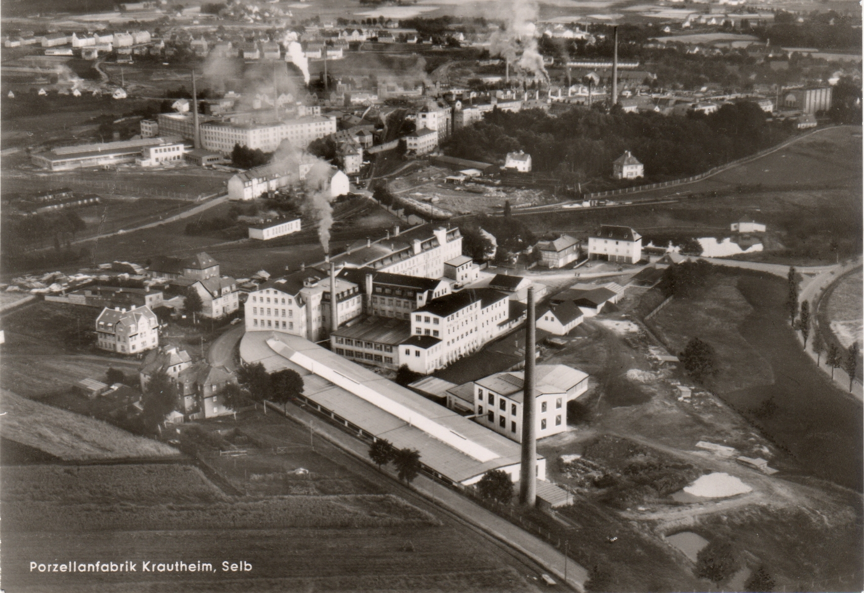 Luftaufnahme der Krautheim-Fabrik in Selb