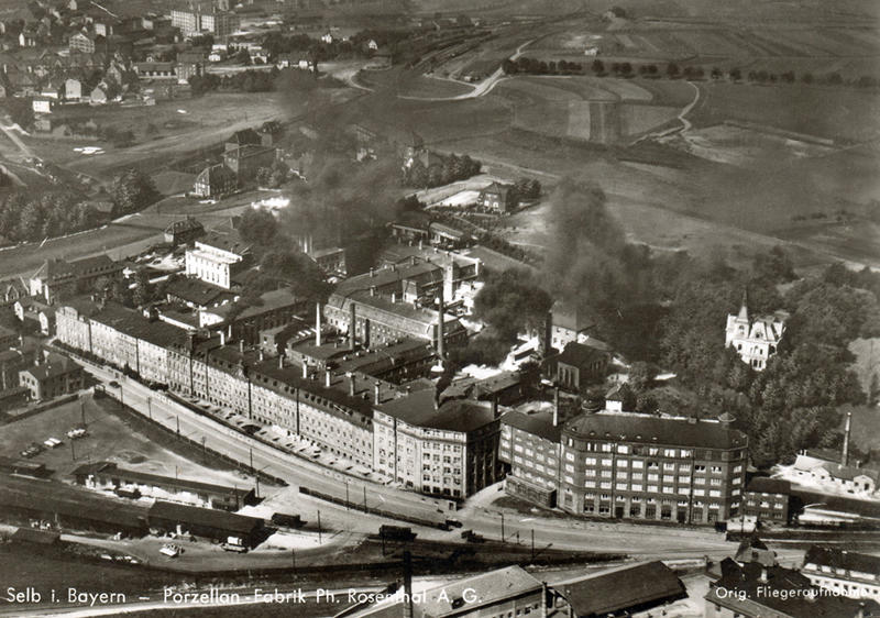 Historische Luftaufnahme der Porzellanfabrik Ph. Rosenthal AG in Selb